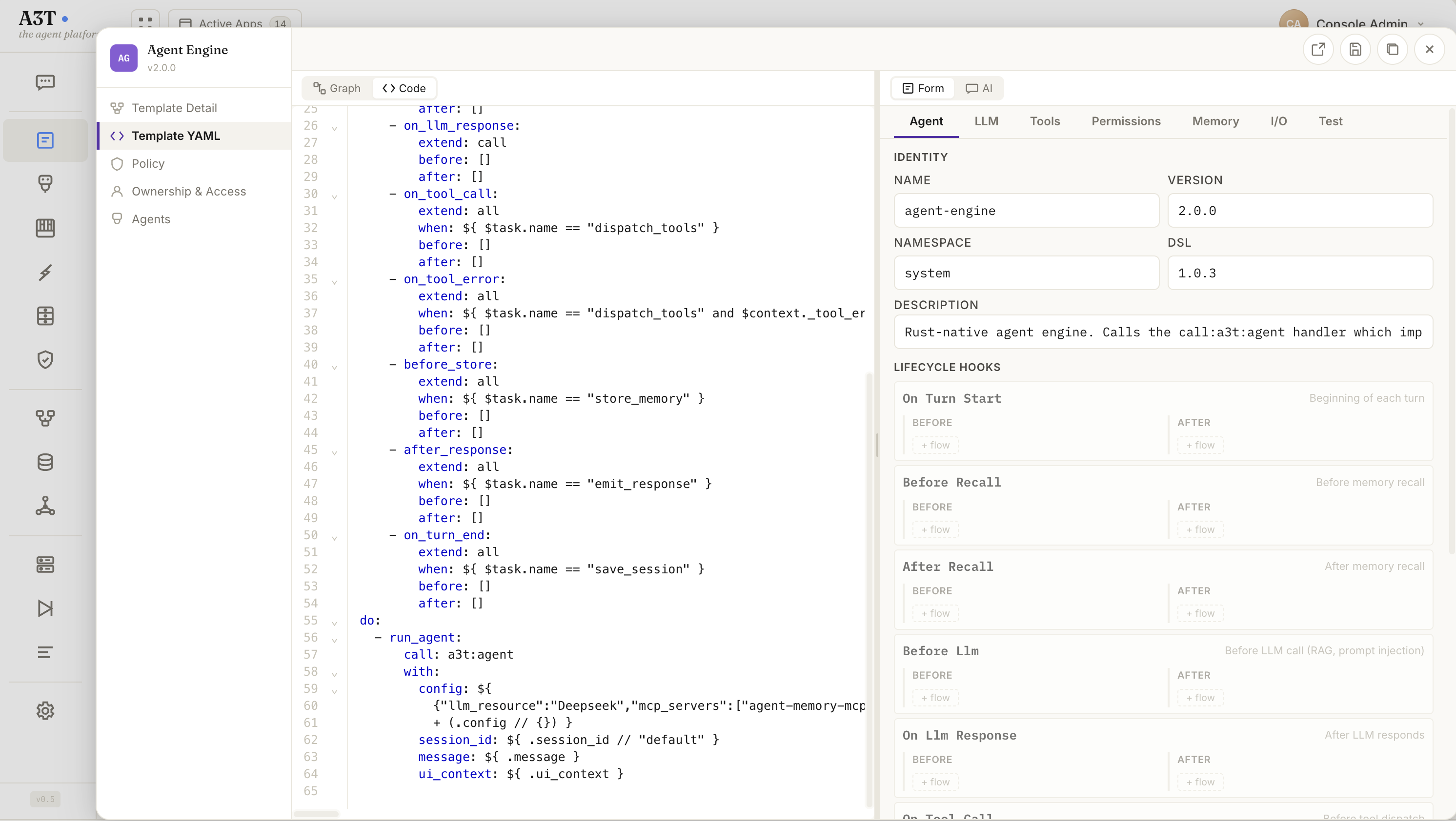 Template YAML editor